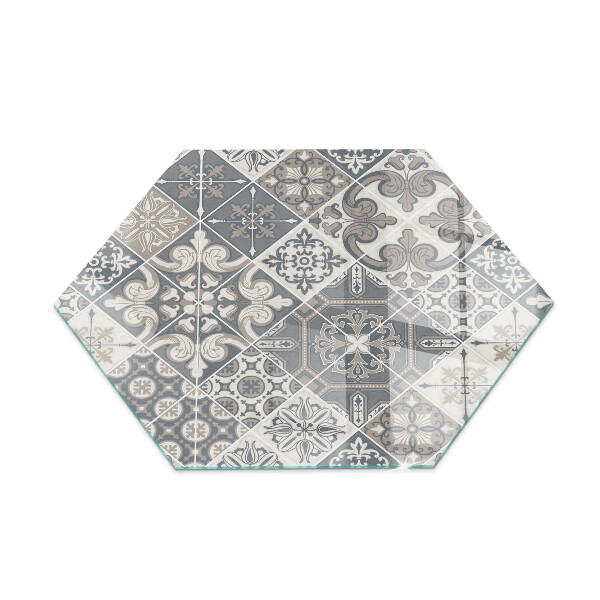 Hexagonale verre sous poêle à bois motif de mosaïque décoratif
