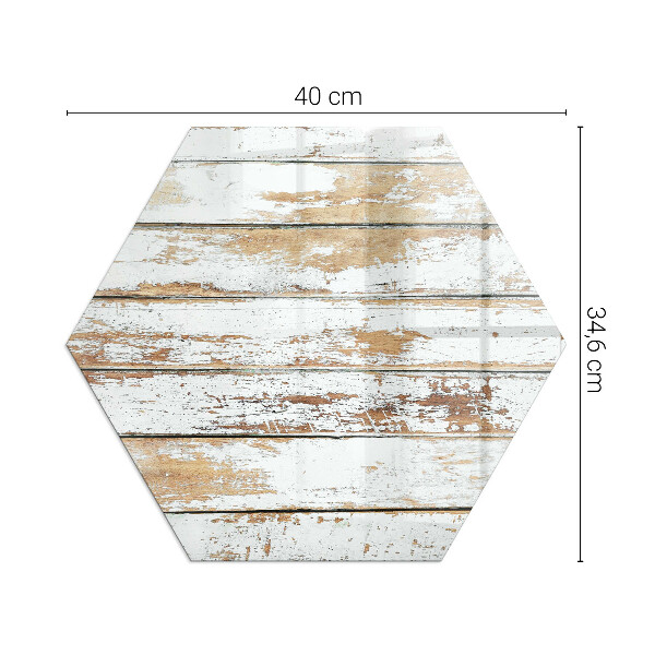 Hexagonale vitre sous poêle à bois Planche en bois endommagée