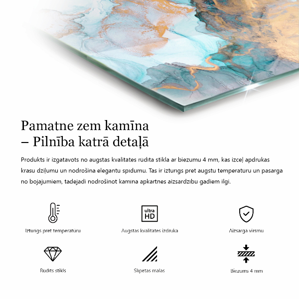 Hexagonale vitre sous poêle à bois vagues et lignes abstraites