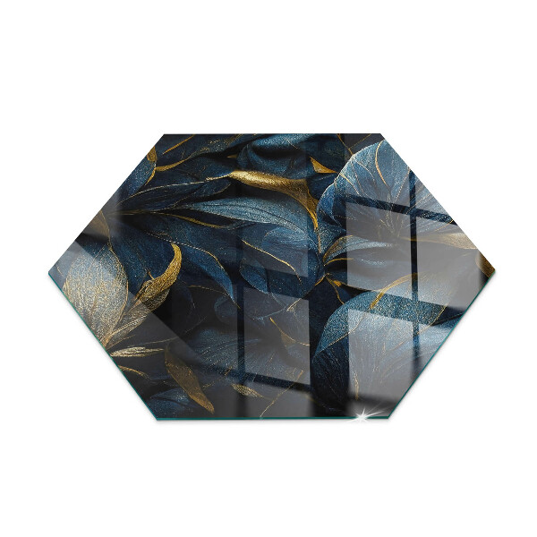 Hexagonale plaque de verre pour cheminée Feuilles élégantes en texture