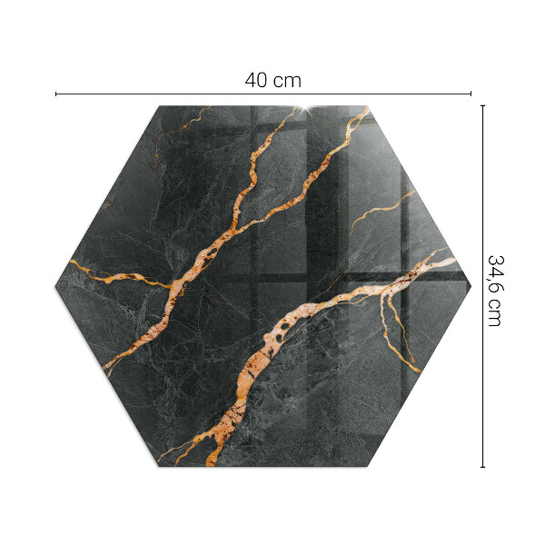 Hexagonale vitre sous poêle à bois Marbre élégant veiné