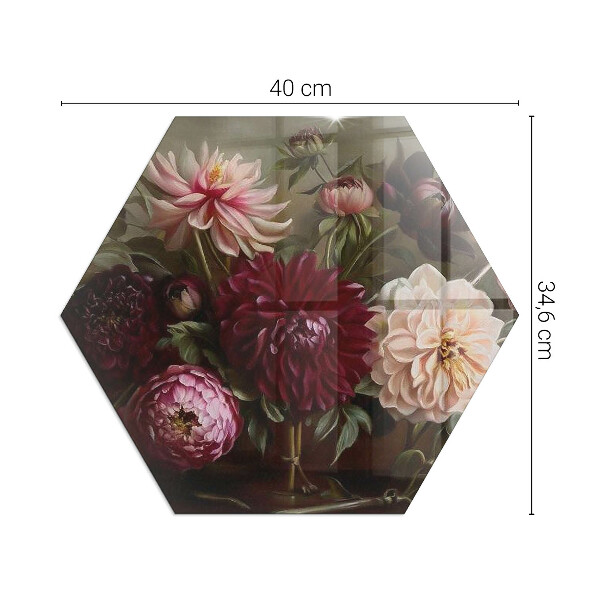Hexagonale vitre sous poêle à bois bouquet de fleurs en détail