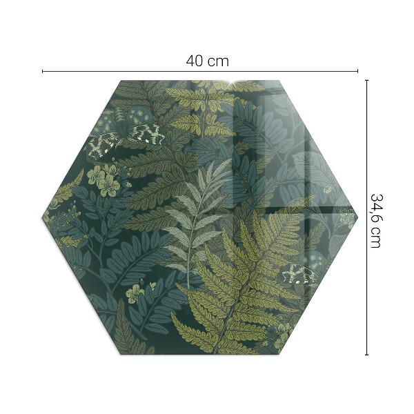 Hexagonale verre sous poêle à bois Motifs végétaux avec des papillons
