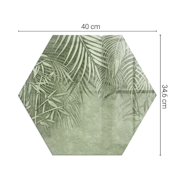 Hexagonale plaque de verre pour cheminée Feuilles tropicales en arrière-plan