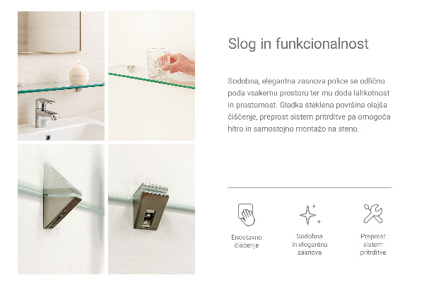 Étagère sous miroir en verre 45x13 cm