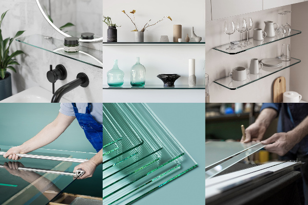 Étagère sous miroir en verre 45x13 cm