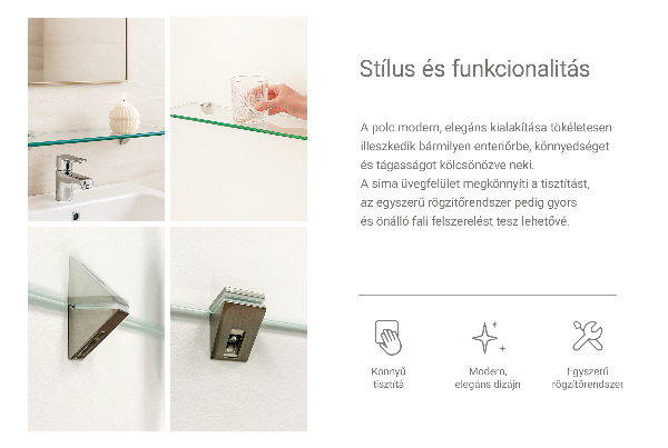 Étagère sous miroir en verre 80x13 cm