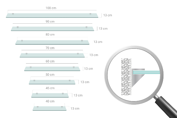 Étagère sous miroir en verre 80x13 cm