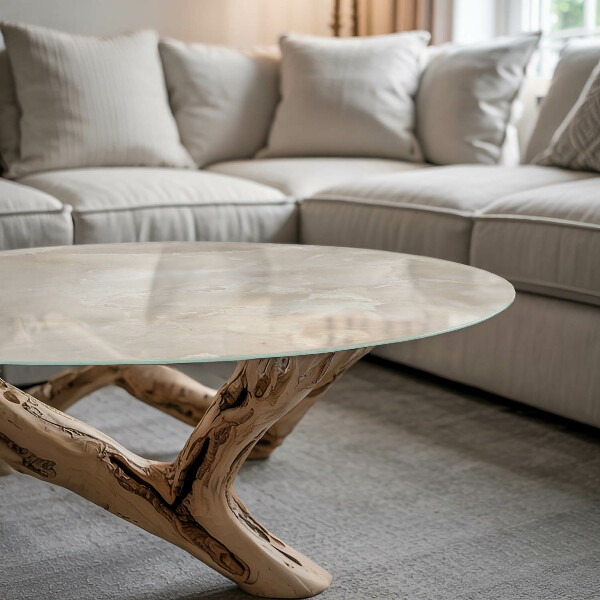 Dessus de table rond Composition graphique en marbre