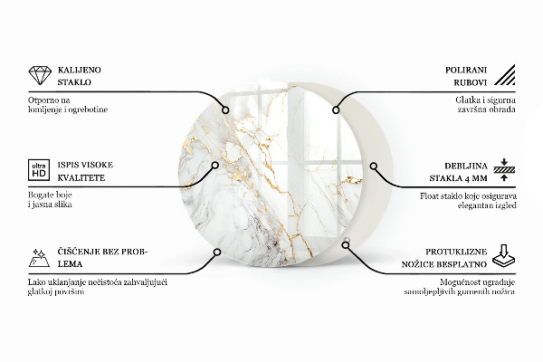 Dessus de table rond Composition graphique en marbre