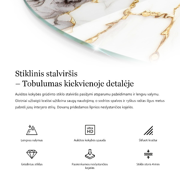 Dessus de table rond Composition graphique en marbre