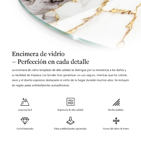 Dessus de table rond Marbre aux veines délicates