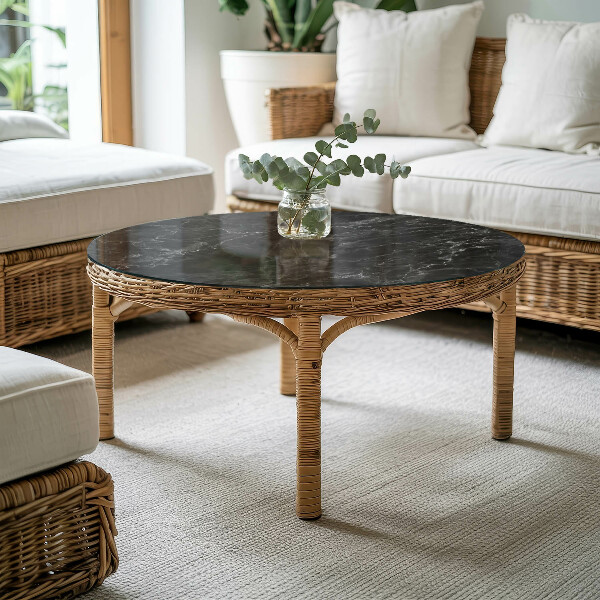 Dessus de table rond Marbre aux veines délicates