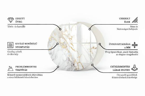 Dessus de table rond Les veines du marbre dans le design