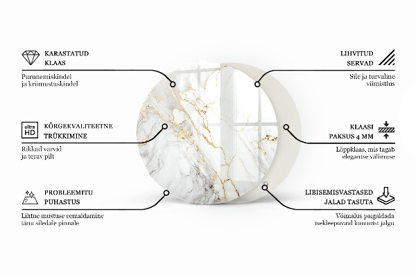 Dessus de table rond Motif de texture de pierre