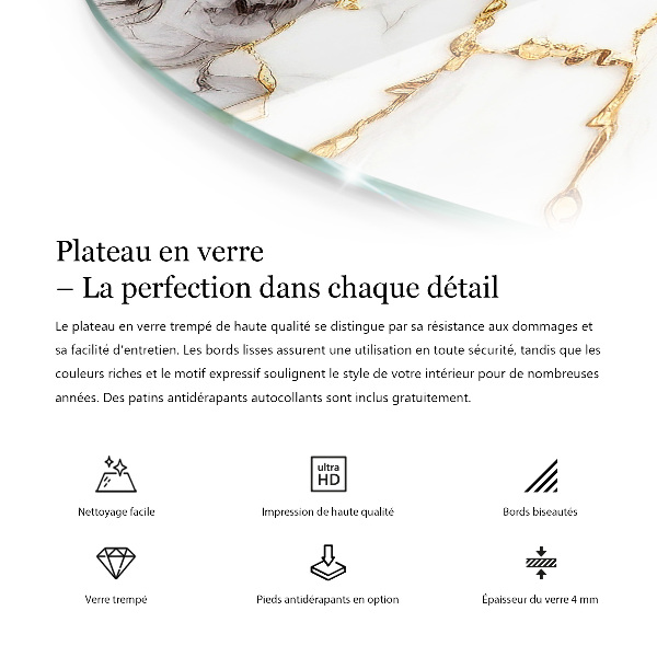 Dessus de table rond Motif marbre élégant