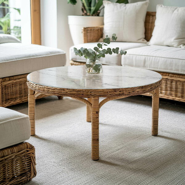 Dessus de table rond Motif imitant le marbre