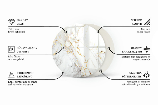 Dessus de table rond Motif imitant le marbre