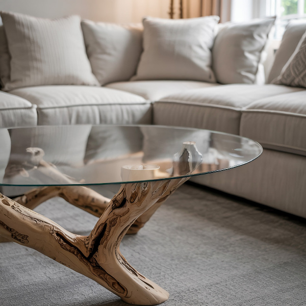 Plateau rond pour table transparent