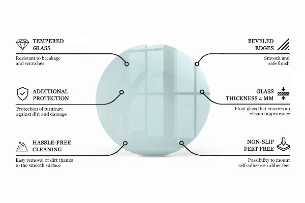 Plateau rond pour table transparent
