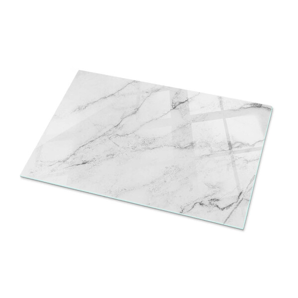 Plateau verre pour table rectangulaire Motif imitant le marbre