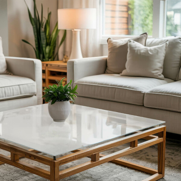 Plateau verre pour table rectangulaire Blanc pur