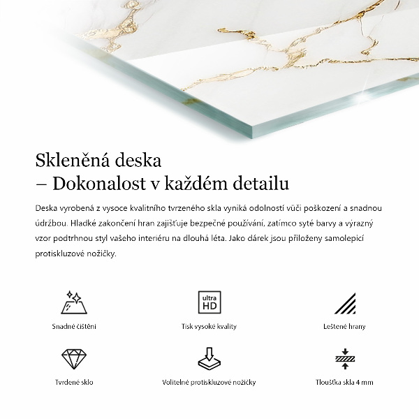 Plateau verre pour table rectangulaire Composition graphique en marbre