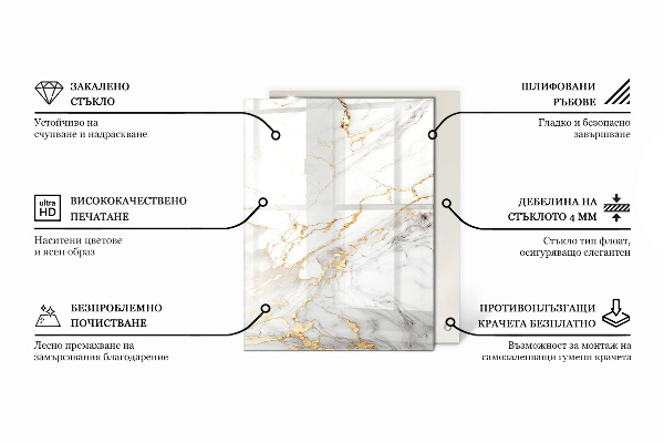 Plateau verre pour table rectangulaire Rayures sur la surface du béton