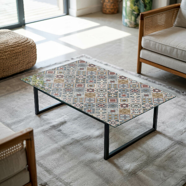 Plateau verre pour table rectangulaire Mosaïques décoratives avec détails
