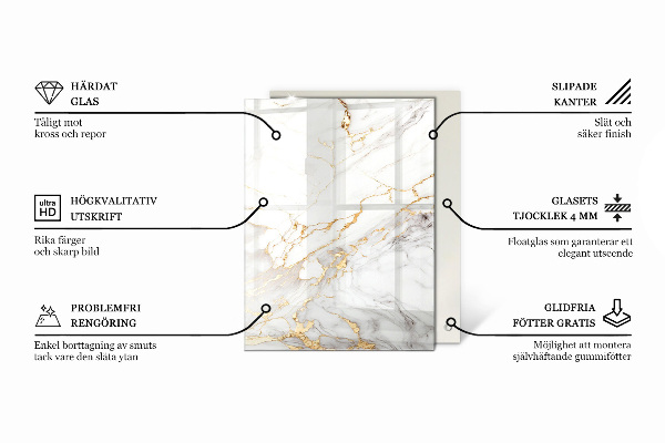 Plateau verre pour table rectangulaire Mosaïques décoratives avec détails
