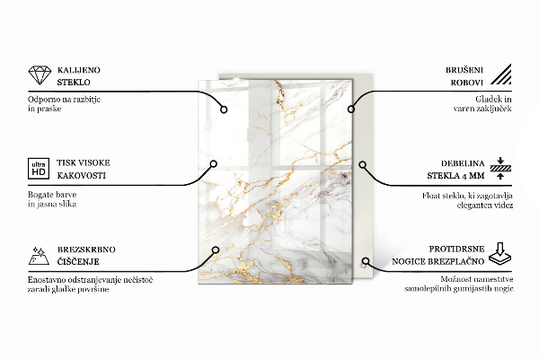 Plateau verre pour table rectangulaire Mosaïques décoratives avec détails