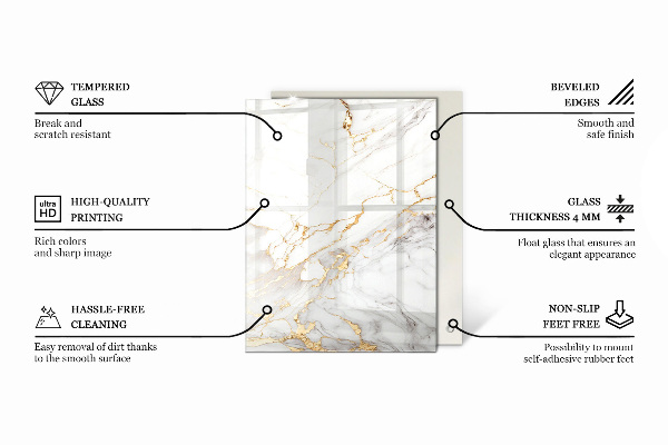 Plateau verre pour table rectangulaire Mosaïques décoratives avec détails