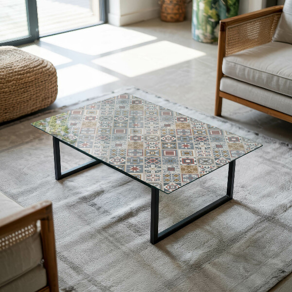 Plateau verre pour table rectangulaire Mosaïques décoratives avec détails