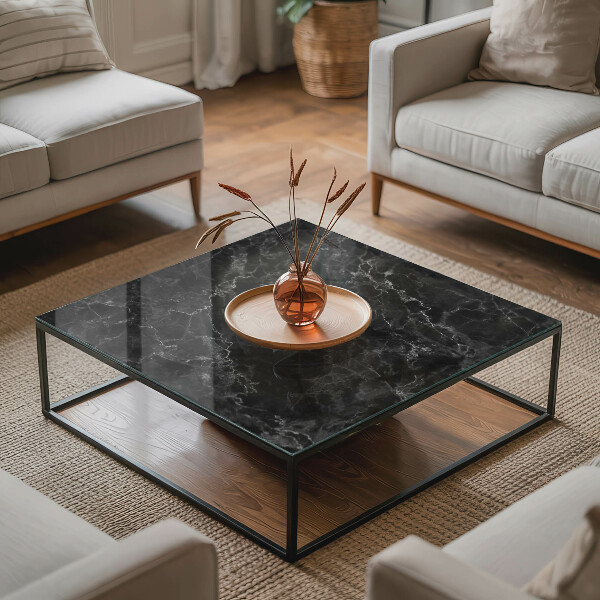 Plateau verre pour table rectangulaire Marbre aux veines délicates