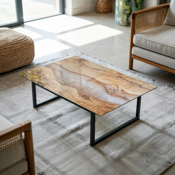 Plateau verre pour table rectangulaire Le bois en harmonie avec la résine