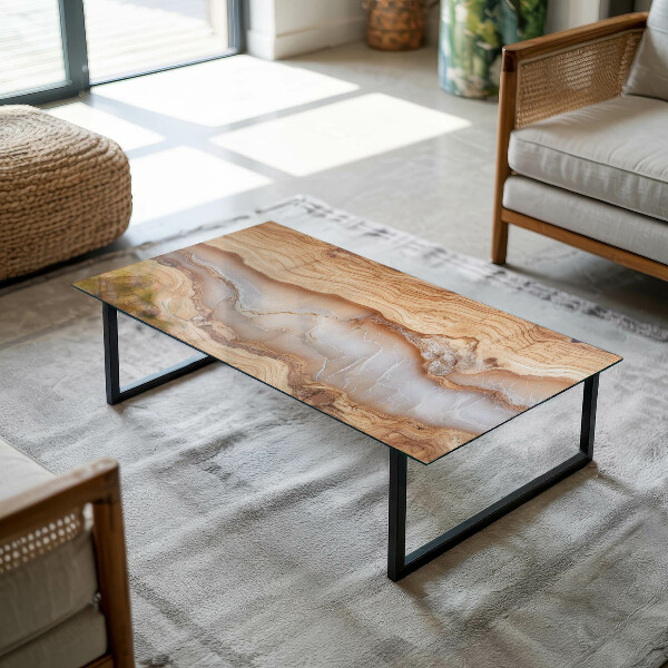 Plateau verre pour table rectangulaire Le bois en harmonie avec la résine