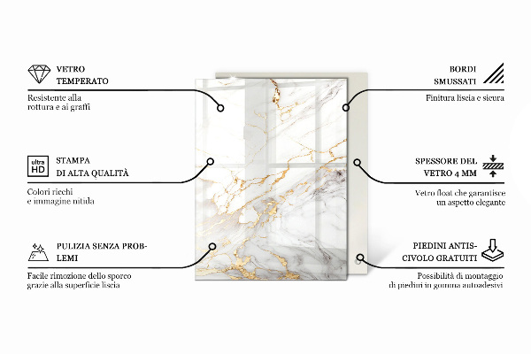 Plateau verre pour table rectangulaire Les veines du marbre dans le design