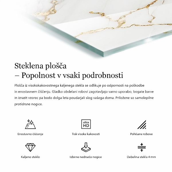 Plateau verre pour table rectangulaire Les veines du marbre dans le design