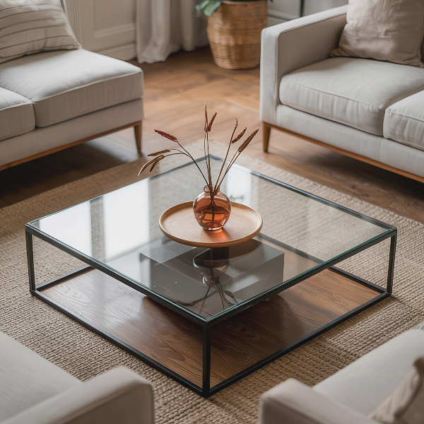 Plateau en verre rectangulaire transparent