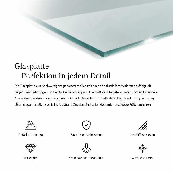 Plateau en verre rectangulaire transparent