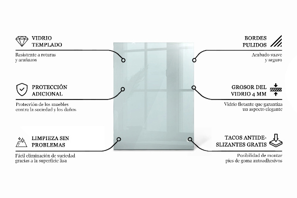 Plateau en verre rectangulaire transparent