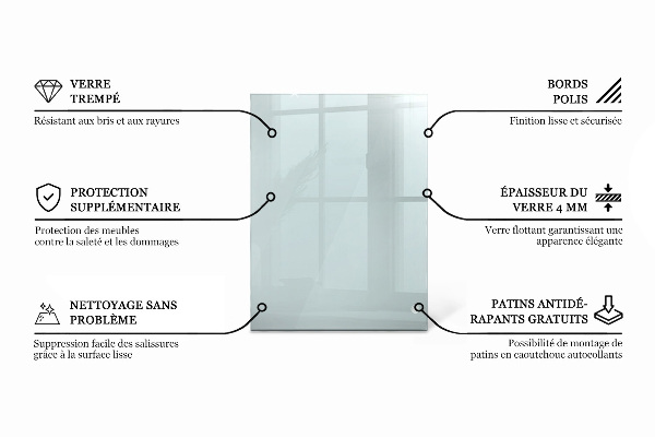 Plateau en verre rectangulaire transparent