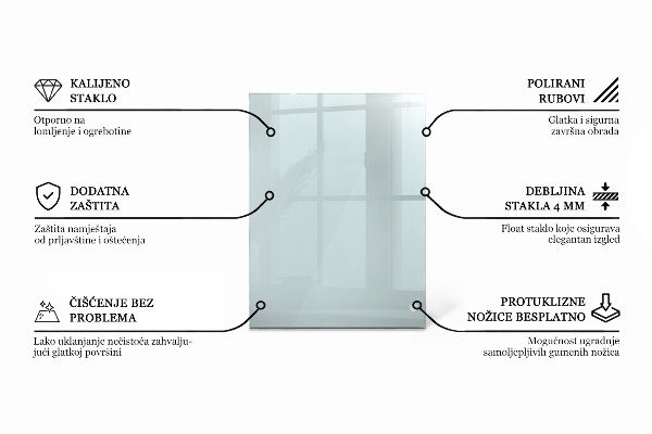 Plateau en verre rectangulaire transparent