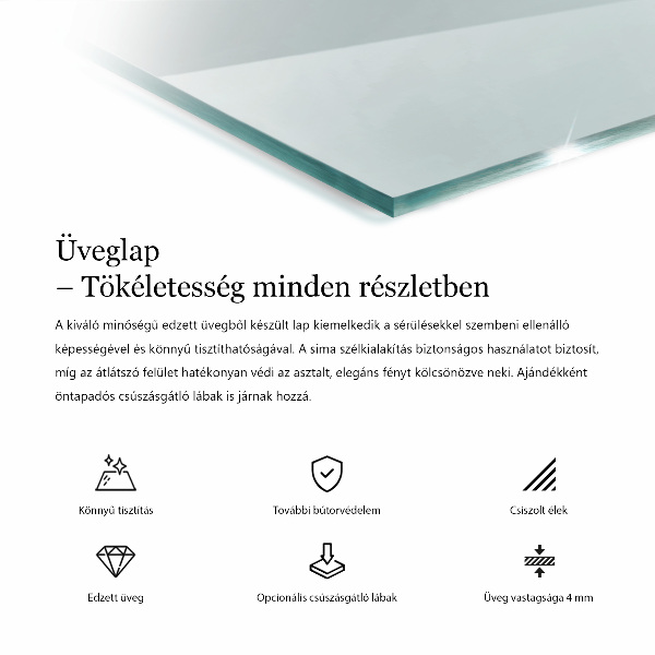 Plateau en verre rectangulaire transparent