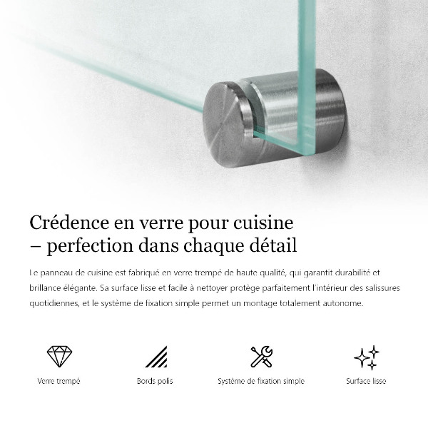 Verre pour crédence transparent 100x50 cm