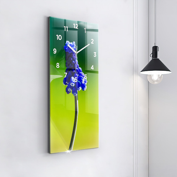 Horloge rectangulaire verticale Fleurs bleues