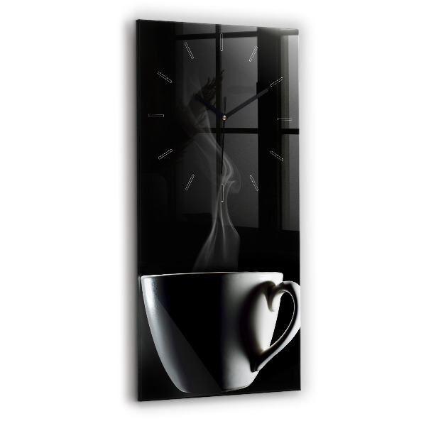 Horloge rectangulaire verticale Une tasse de café