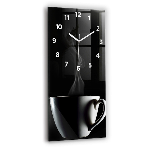 Horloge rectangulaire verticale Une tasse de café