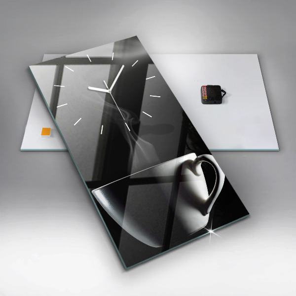 Horloge rectangulaire verticale Une tasse de café
