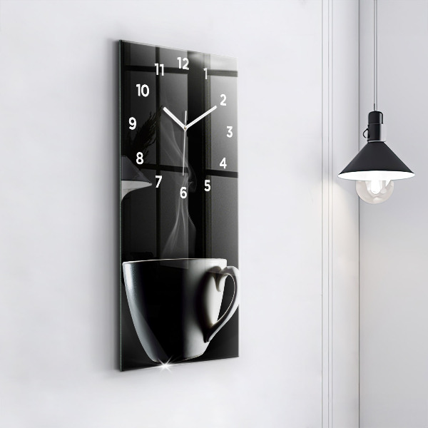 Horloge rectangulaire verticale Une tasse de café